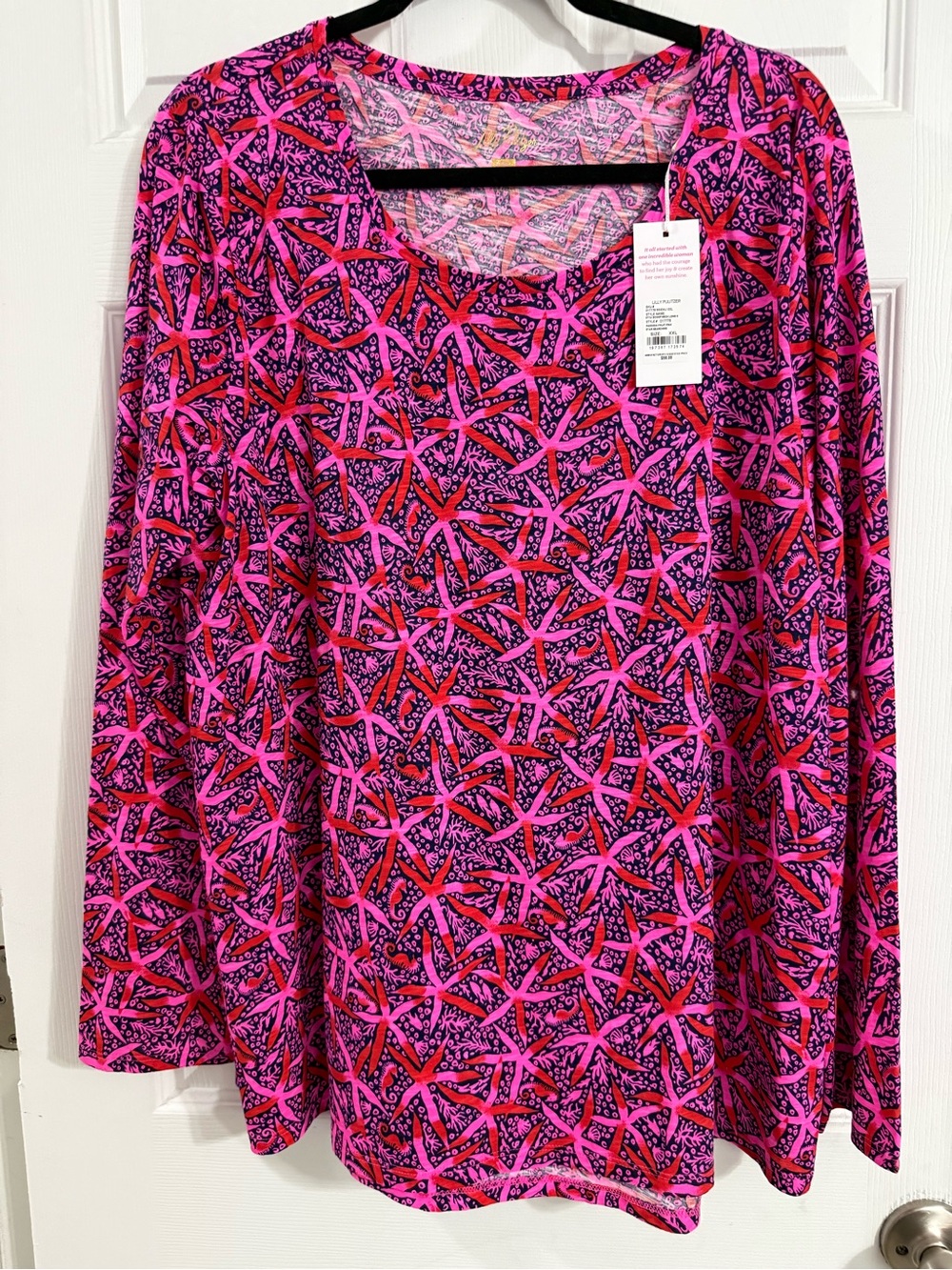 NWT  Lilly Pulitzer Pink Patterned Long-Sleeve Top XXL